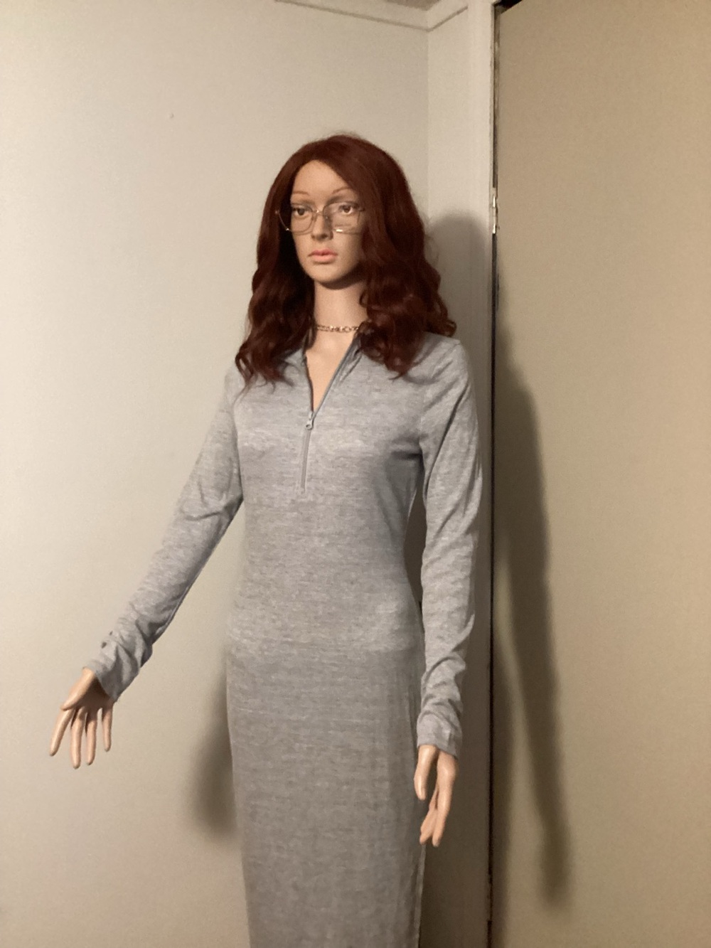 Heart Hips Gray Long Sleeve Dress